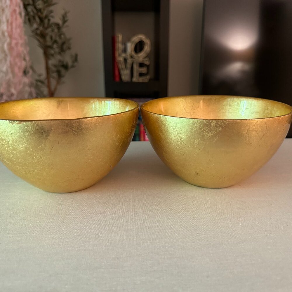 Two Gold Ceramic Bowls